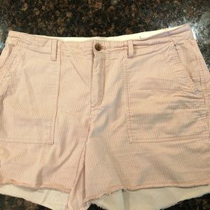 Gap Raw Hem Pink & White Stripe Shorts